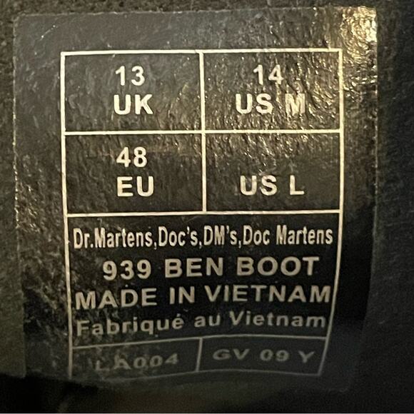 Dr. Martens 939 Greasy Black Ben Boots New in Box‎ Size 14 main image 5
